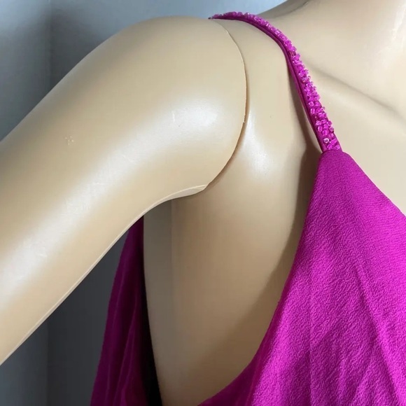 NWT Fuchsia Silk Beaded Mini Cocktail Dress Size 6 Homecoming Gown - Picture 6 of 8